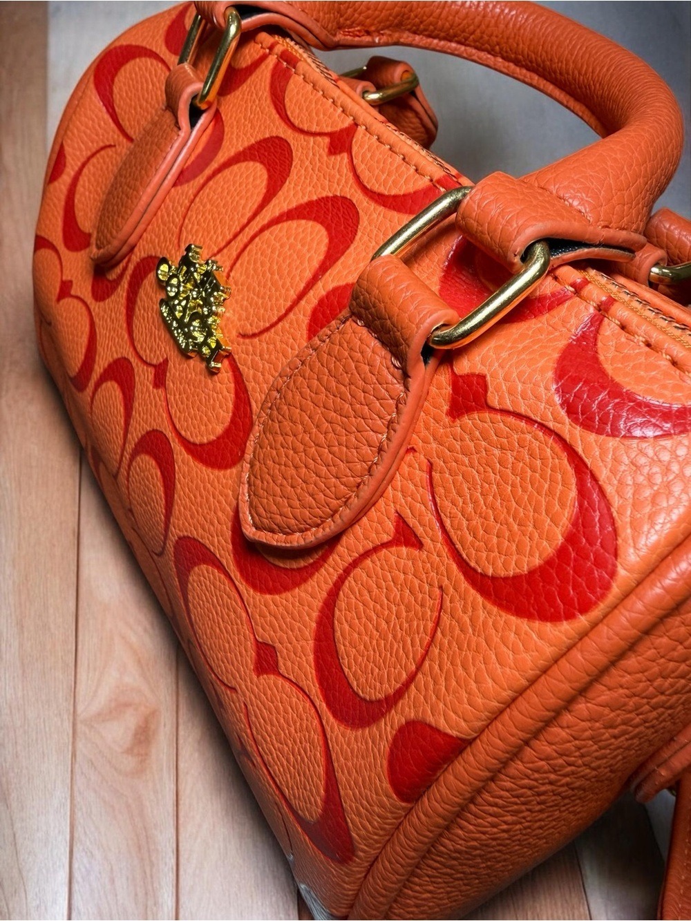 Coach Rowan Mini Bright Orange Signature Mini Satchel - Picture 4 of 8